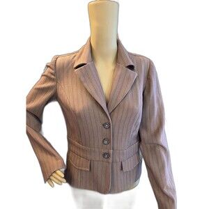 My Michelle 3 Button Suit Career Jacket Blazer Purple Cream Medium